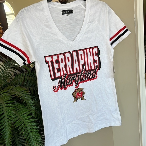 Brand New 5th & Ocean University of Maryland Terrapins Short Sleeved V-Neck Top - Picture 5 of 10